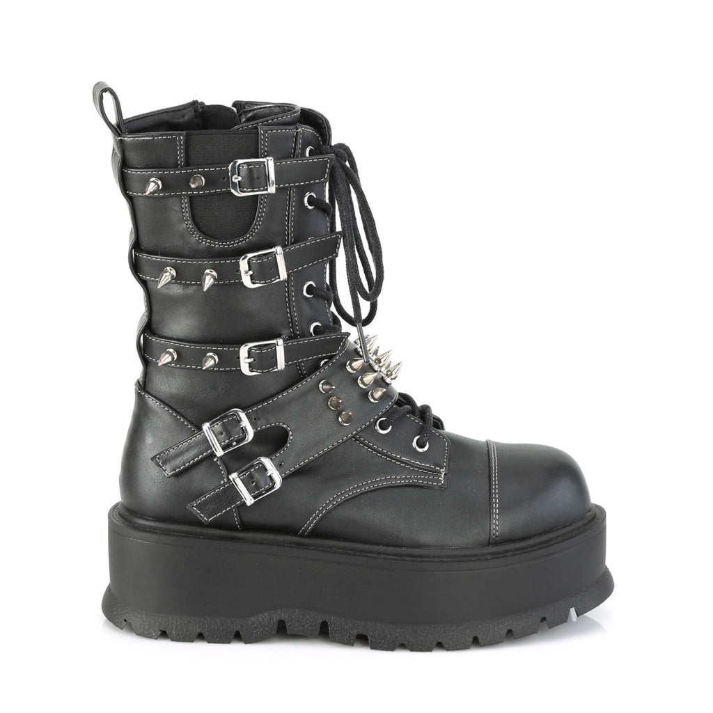 Slacker 165 Black Platform Combat Gothic Punk Ankle Boots - Totally Wicked Footwear