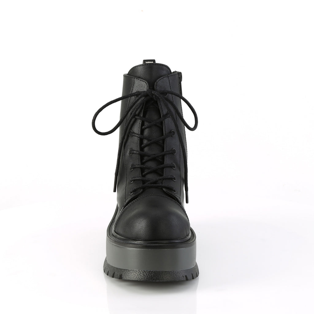 Slacker 55 Platform Gothic Punk Ankle Boots Black - Demonia Direct - Totally Wicked Footwear