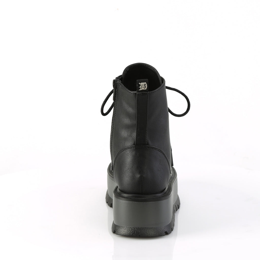 Slacker 55 Platform Gothic Punk Ankle Boots Black - Demonia Direct - Totally Wicked Footwear