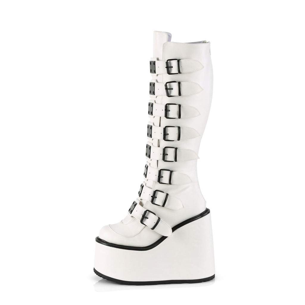 Swing 815 White Vegan Leather Platform Knee Boots - Totally Wicked Footwear