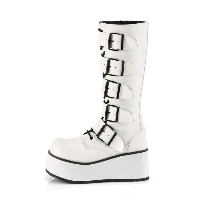Trashville 518 White Vegan Leather Platform Knee Boots - Totally Wicked Footwear