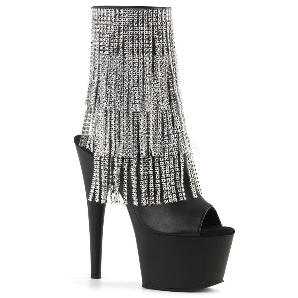 Adore 1024 RSF  Black / Silver Chrome Fringe Platform Heel Ankle Boot - Totally Wicked Footwear