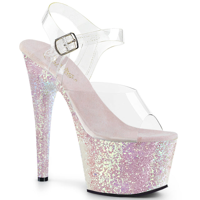 Adore 708LG Opal White Glitter 7" High Heels - Totally Wicked Footwear