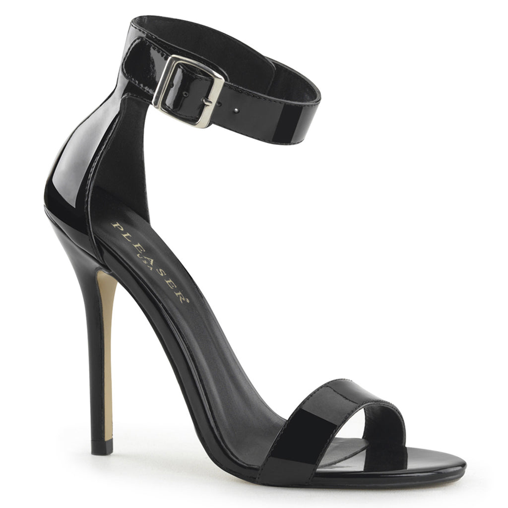 Amuse 10 Black Patent Ankle Cuff Single Sole Sandal 5" Heel - Direct - Totally Wicked Footwear