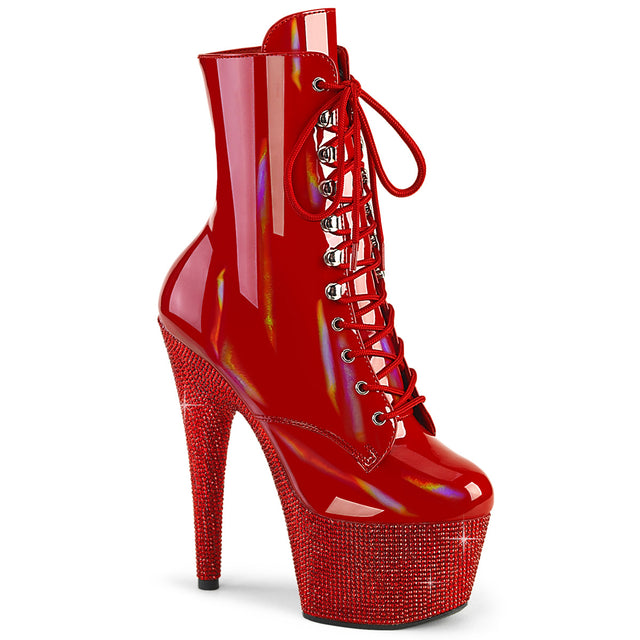 Bejeweled 1020-7 Patent & Rhinestones Heels / Platform Ankle Boots Red -Direct - Totally Wicked Footwear