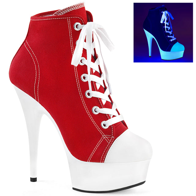 Delight 600SK-02 UV Platform Sneaker Heels Red Canvas - Direct - Totally Wicked Footwear