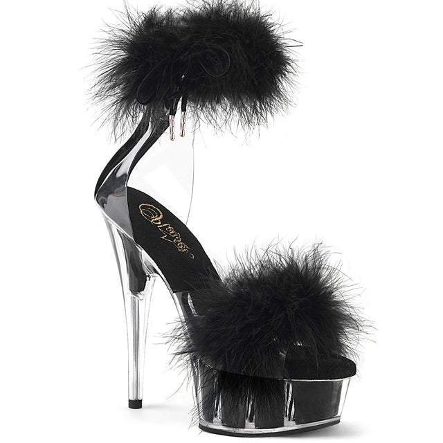 Delight 624f Black Marabou Feather 6" High Heel Platform Shoe - Direct - Totally Wicked Footwear