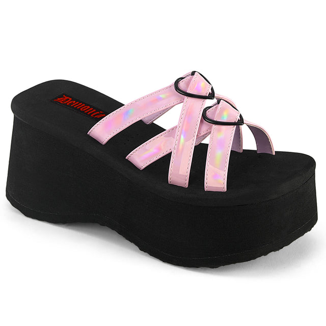 Funn 15 Pink Hologram Platform Sandals  - Demonia Direct - Totally Wicked Footwear