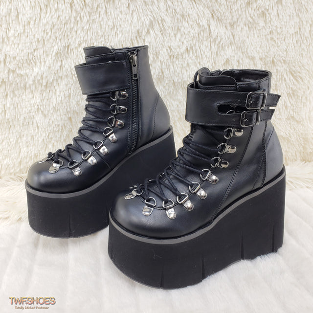 Kera 21 Black Ankle Boot 4.5" Platform Cuff Straps Goth Punk Rock 6-11 - Totally Wicked Footwear