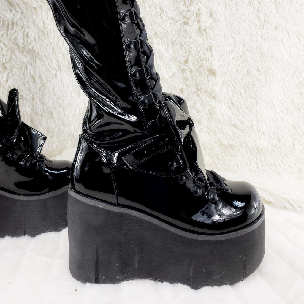 Kera 303 Black Shiny Patent Thigh Boot 4.5" Platform Goth Punk Rock Size 6-11 NY - Totally Wicked Footwear