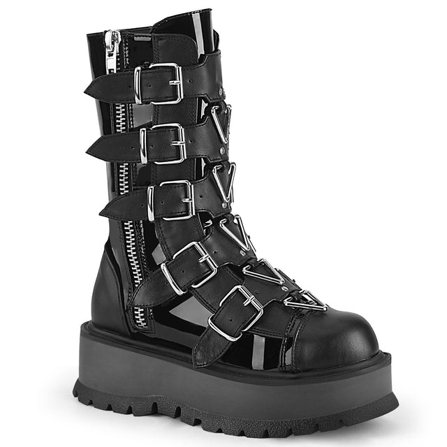 Slacker 160 Black Platform Combat Gothic Punk Ankle Boots - Totally Wicked Footwear