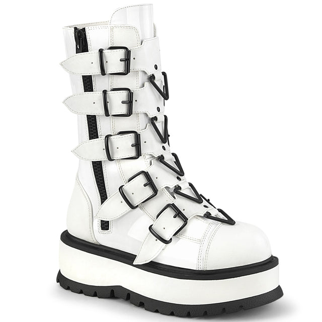 Slacker 160 White Platform Combat Gothic Punk Ankle Boots - Totally Wicked Footwear