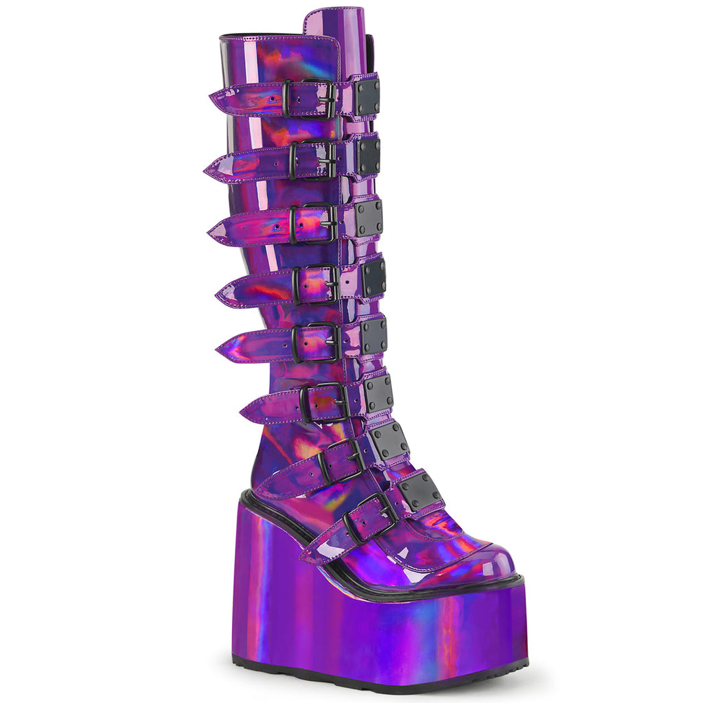 Swing 815 Purple Hologram Platform Knee Boots - Totally Wicked Footwear