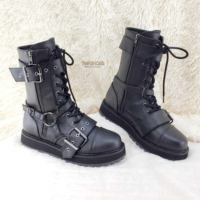 Valor 220 Goth Combat Biker Ankle Boots Black Matte Men US Size 5 - Totally Wicked Footwear