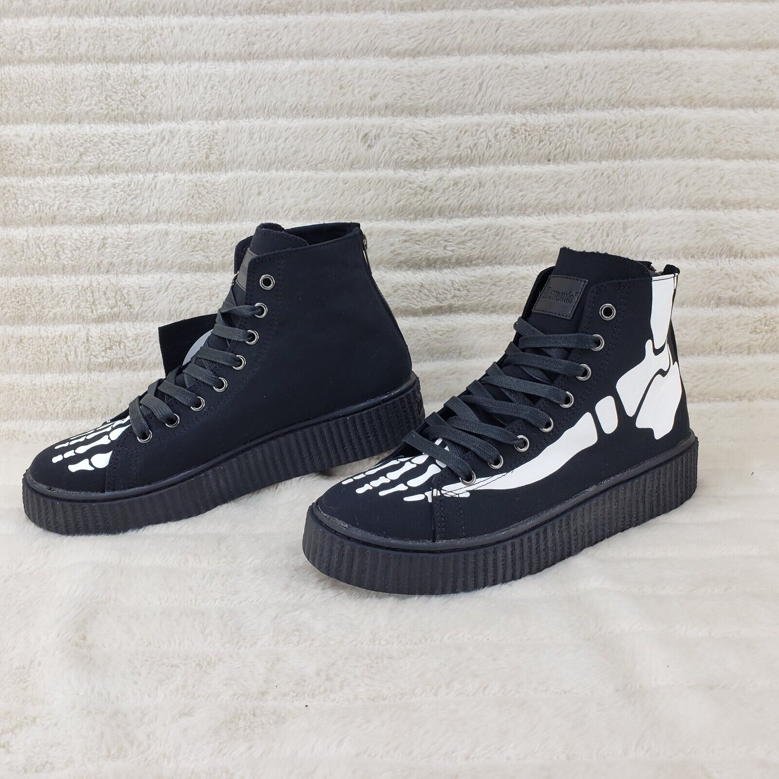 Sneeker X RAY Skeleton Foot Hi-Top Creeper Sneaker Goth Punk Men's IN HOUSE - Totally Wicked Footwear