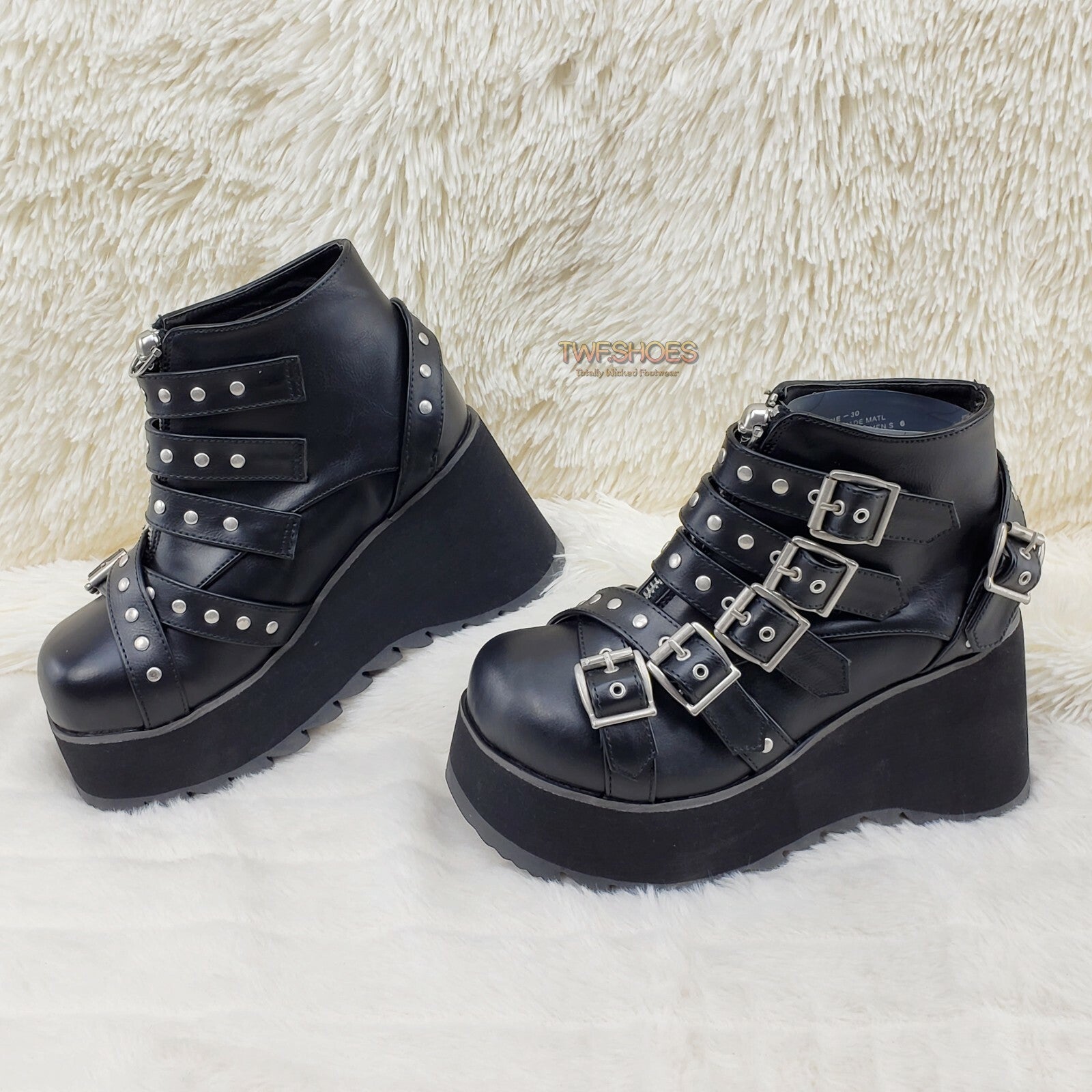 DEMONIA Scene 30 Black Platform Goth Punk Ankle Boots NY