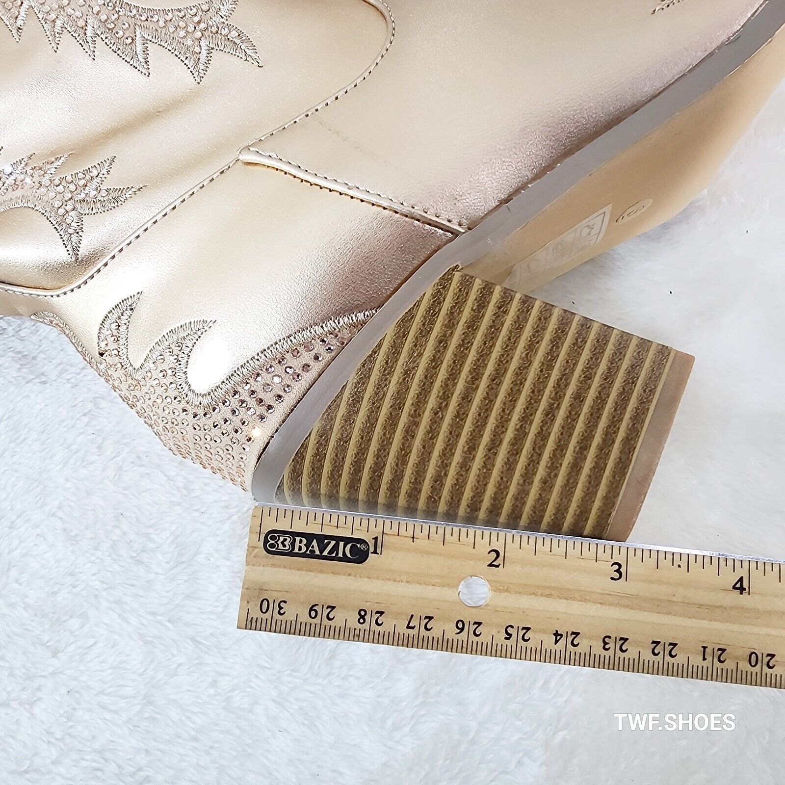 Flash Brush Metallic Matte Rhinestone Western Knee High Cowgirl Boots Champagne - Totally Wicked Footwear