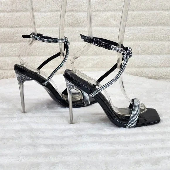 Lexton Black Knotted Strap Rhinestone Stiletto High Heels Sandal NEW - Totally Wicked Footwear