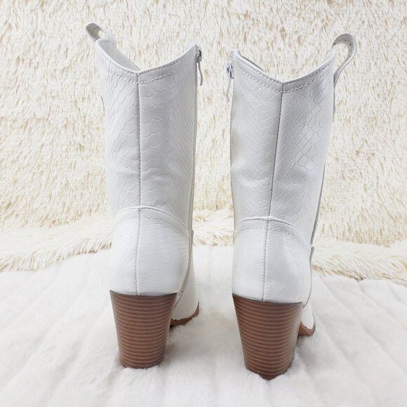 Slayer White Cowgirl Cowboy Ankle Boots Western Block Heels US Sizes 7-11 - Totally Wicked Footwear