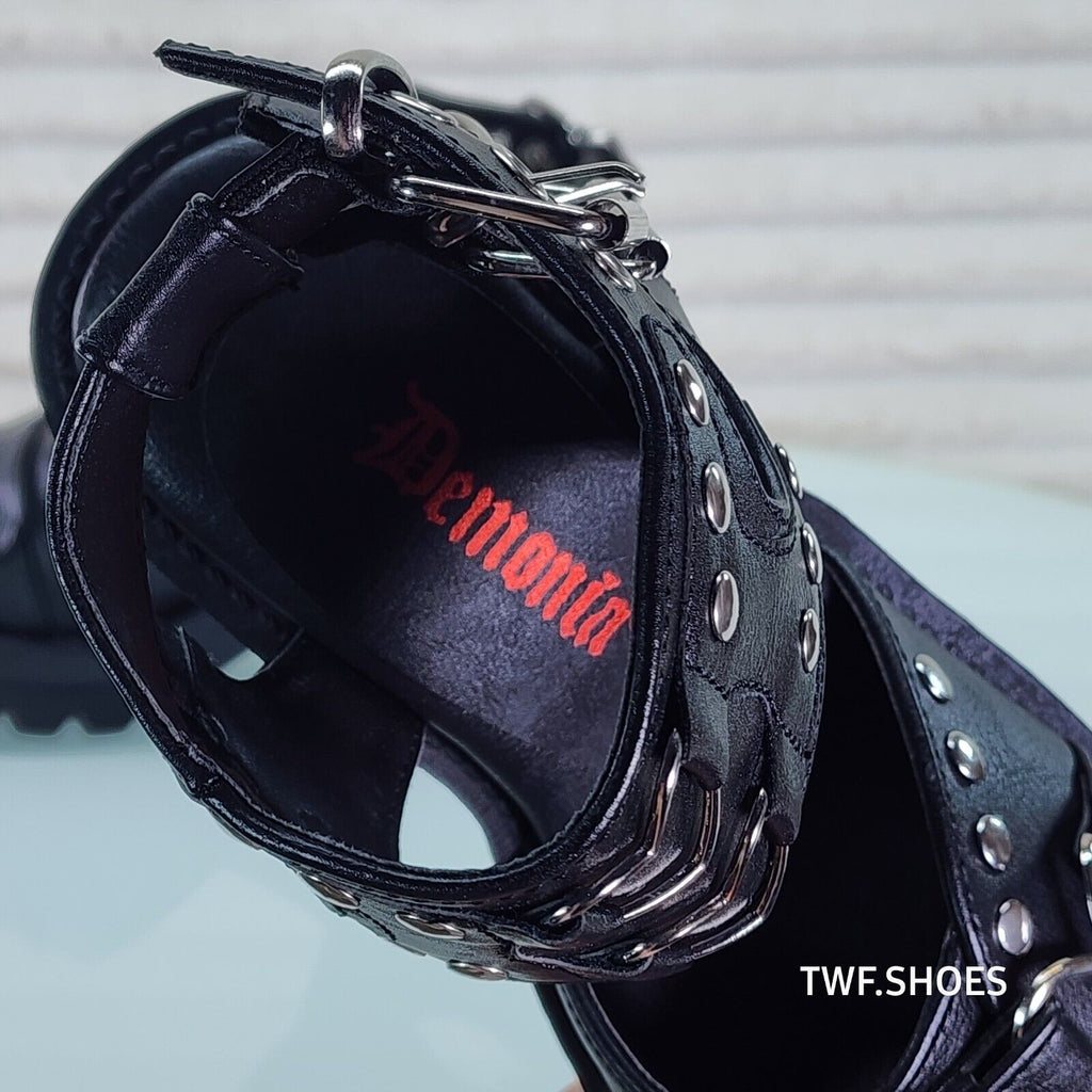 Bratty  Block Heel Goth Punk Platform Sandals In House NY DEMONIA - Totally Wicked Footwear