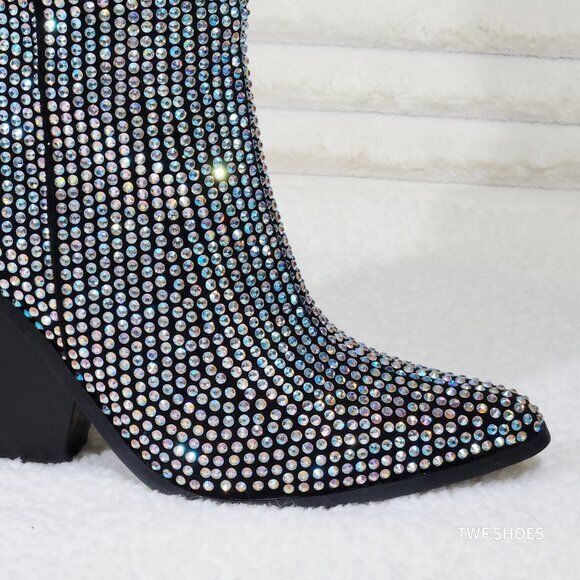 Cape Robbin Diamond Rider Rhinestone Glamour Western Slouch Draped Knee Boots - Totally Wicked Footwear