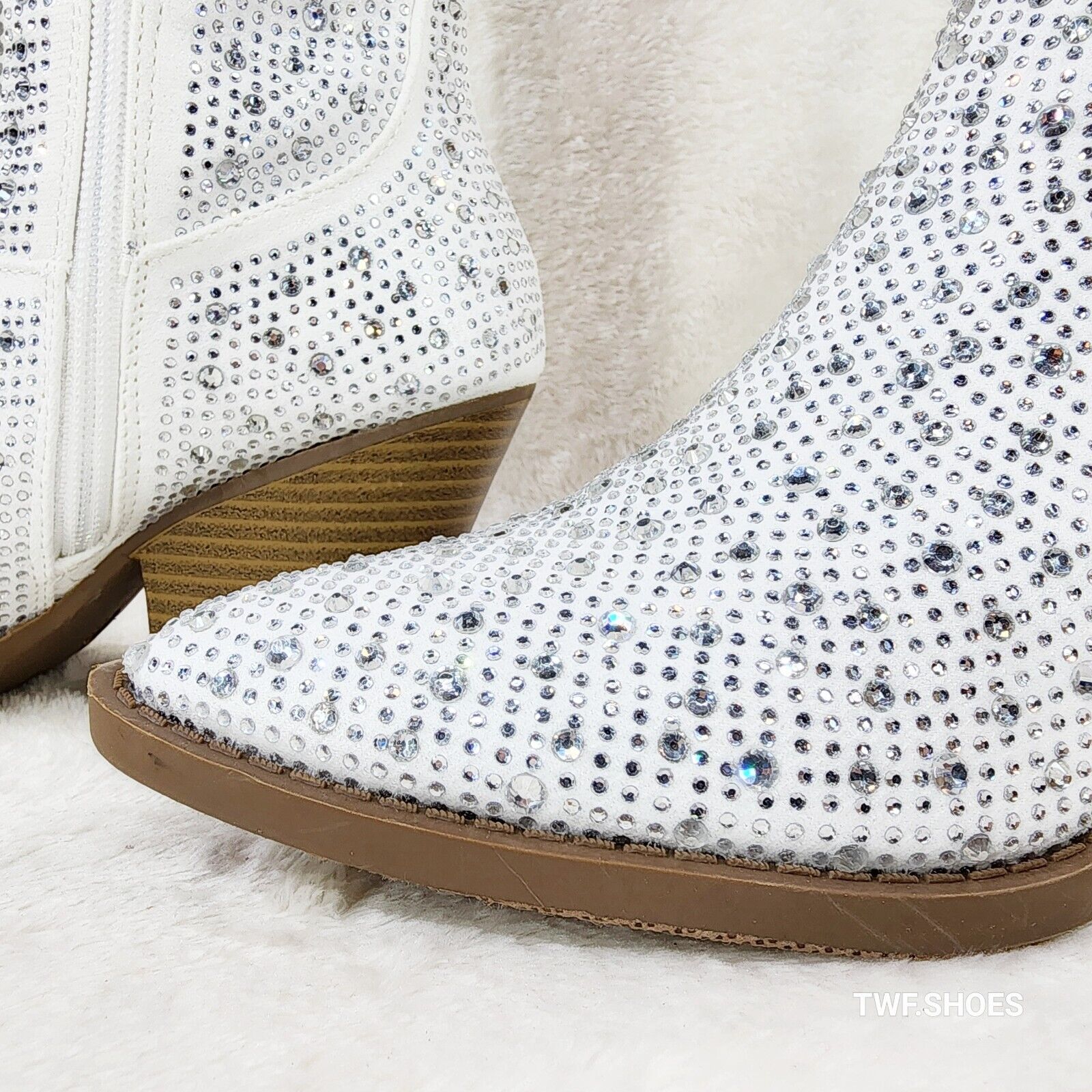 Wild One Glamour White / Silver Rhinestone Glam Country Western Cowgirl Boots - Totally Wicked Footwear
