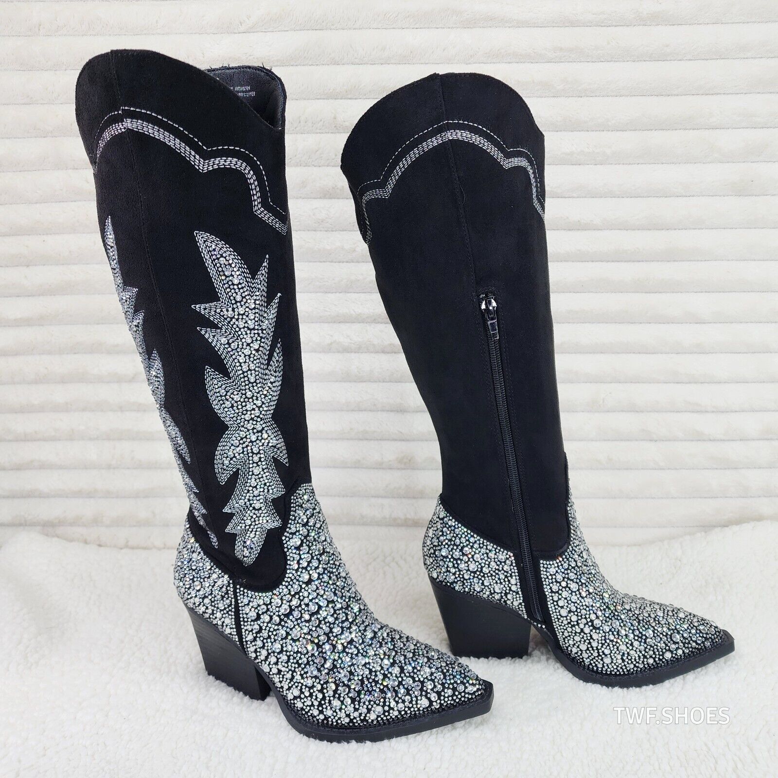 Cape Robbin Anniston Black With Rhinestones Glamour Western Cowgirl Boots - Totally Wicked Footwear