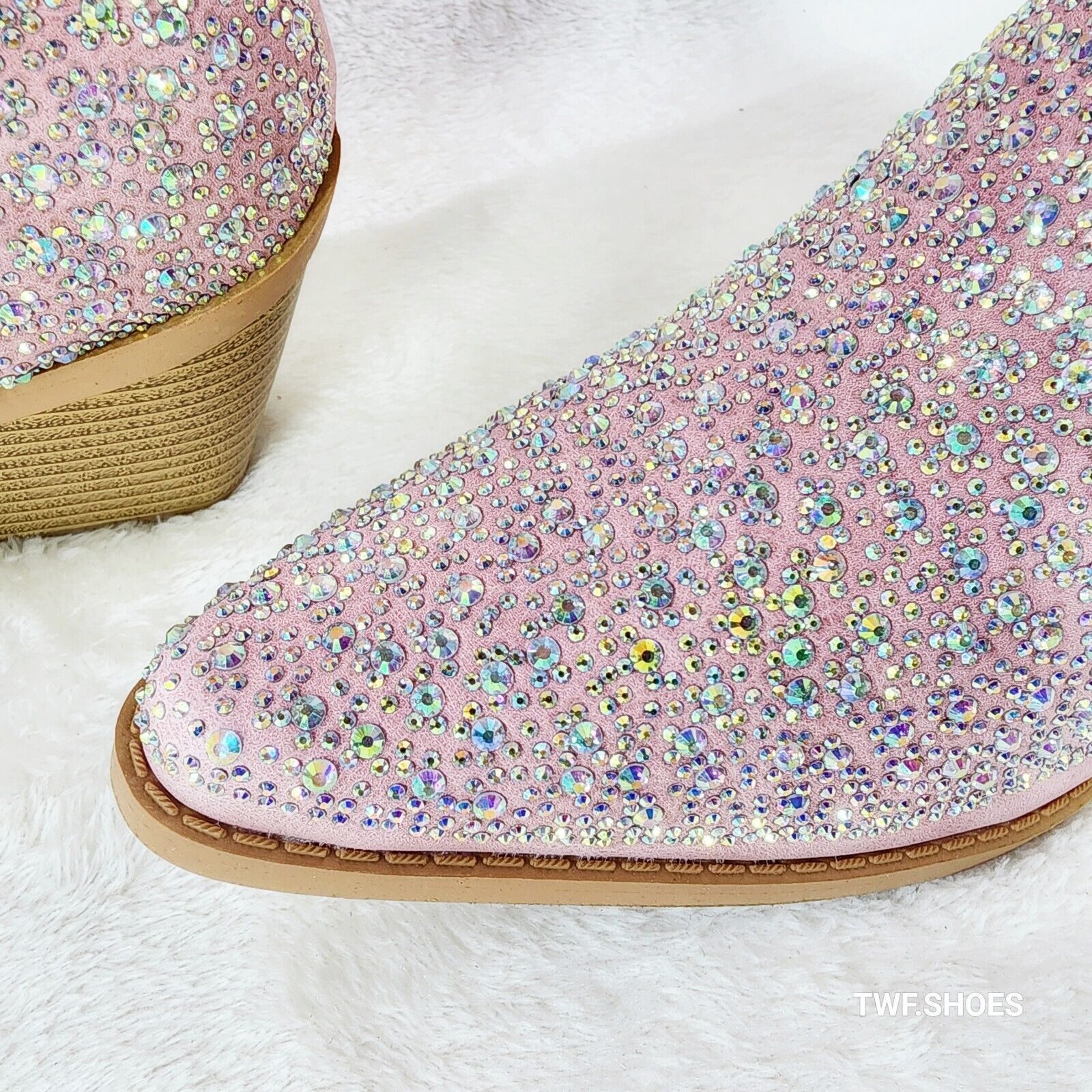 Annie Pink Leatherette With Rhinestones Country Glam Western Cowgirl Knee Boots - Totally Wicked Footwear