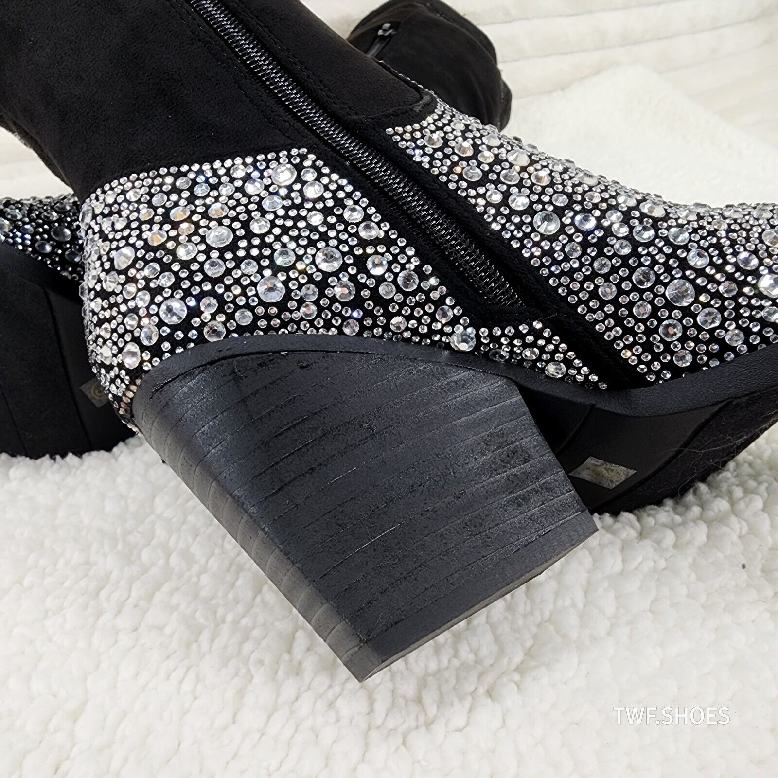 Cape Robbin Anniston Black With Rhinestones Glamour Western Cowgirl Boots - Totally Wicked Footwear