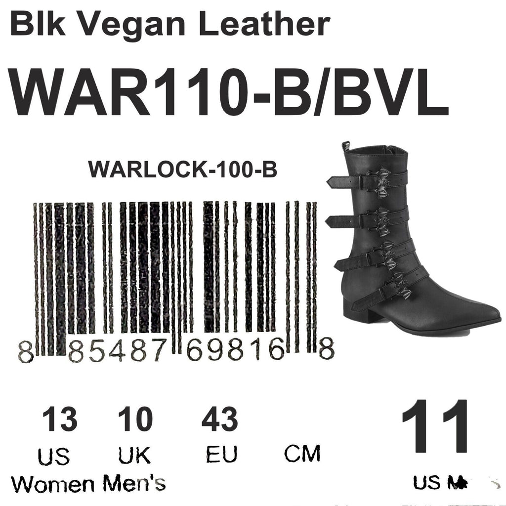 Wicked Warlock Winklepicker  Bat Buckle Goth Boots Mens Matte NY DEMONIA - Totally Wicked Footwear