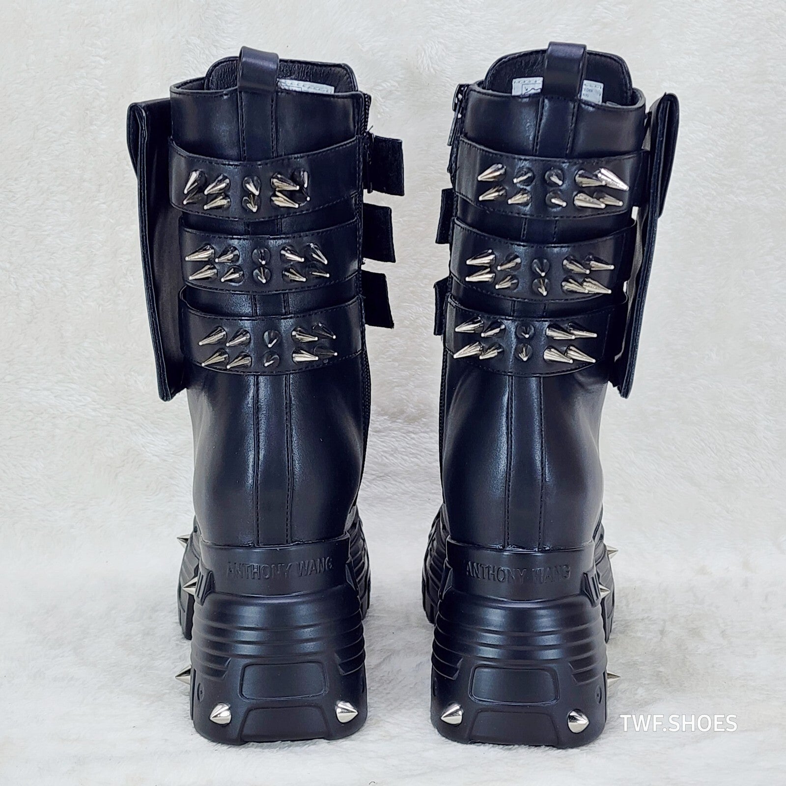 Anthony Wang Blackest Night Cyber Punk Goth Mid Calf Platform Boots