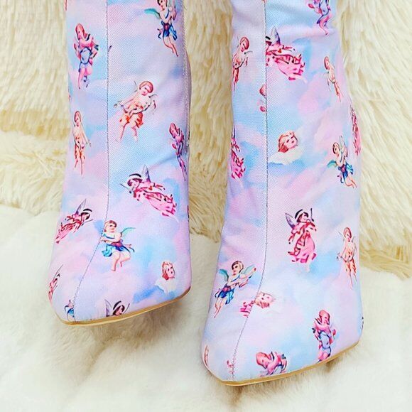 Angel Charub Tie Dye Thigh High Heel Boots Bad Girlz