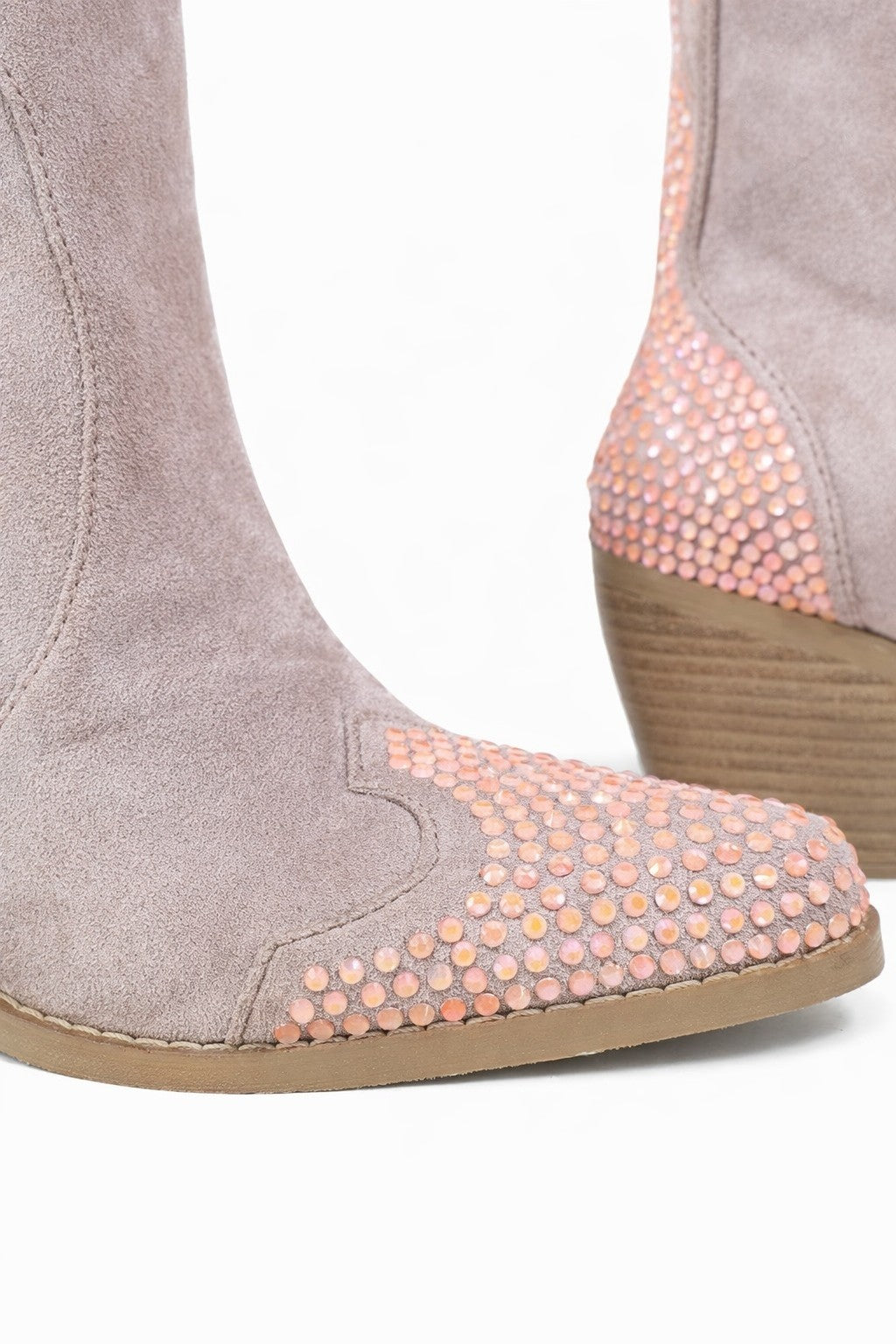 Primal Country Western Sexy Dusty Pink OTK Thigh Boots With Rhinestone Trims