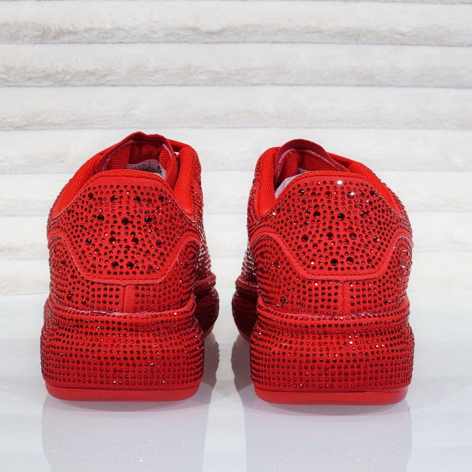 Dazzle Cush Red Rhinestone Comfy Platform Sneakers Tennis Shoes - Totally Wicked Footwear
