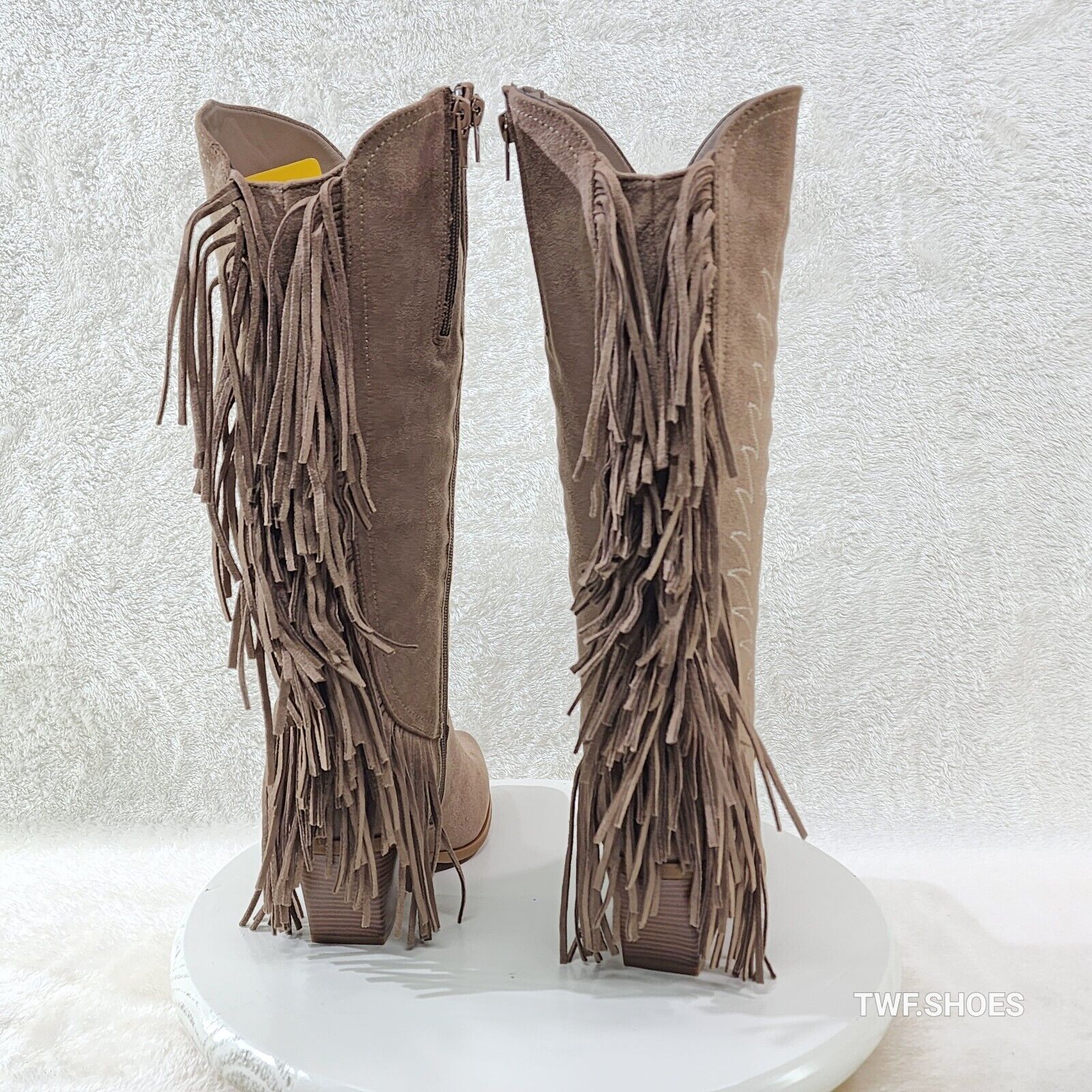 Dusty Roads Coco Taupe Back Fringe Cowboy Western Cowgirl Boots - Totally Wicked Footwear