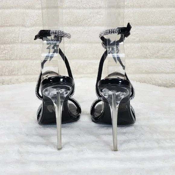 Lexton Black Knotted Strap Rhinestone Stiletto High Heels Sandal NEW - Totally Wicked Footwear