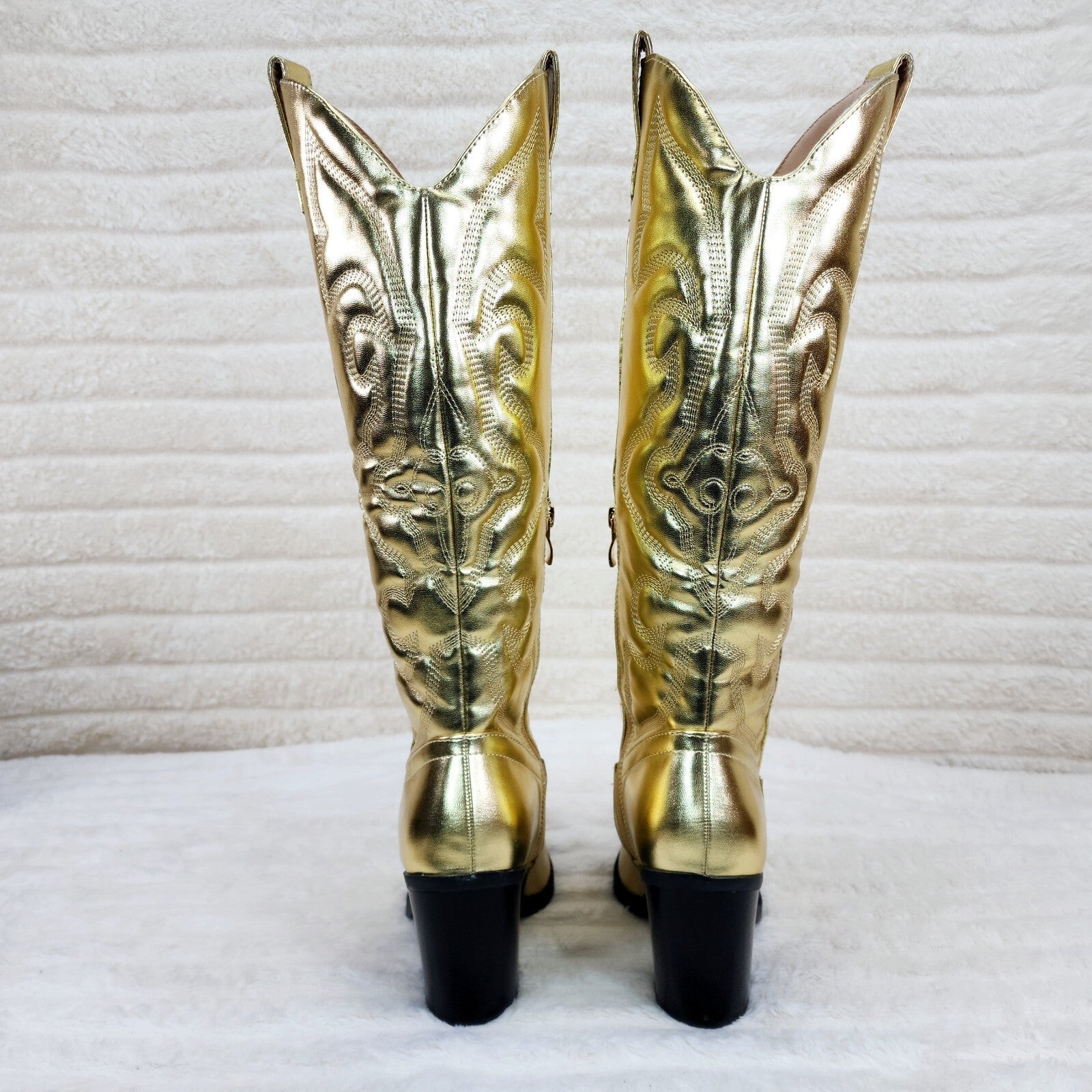 Electric Brushed Metallic Gold Western Knee High Cowgirl Boots