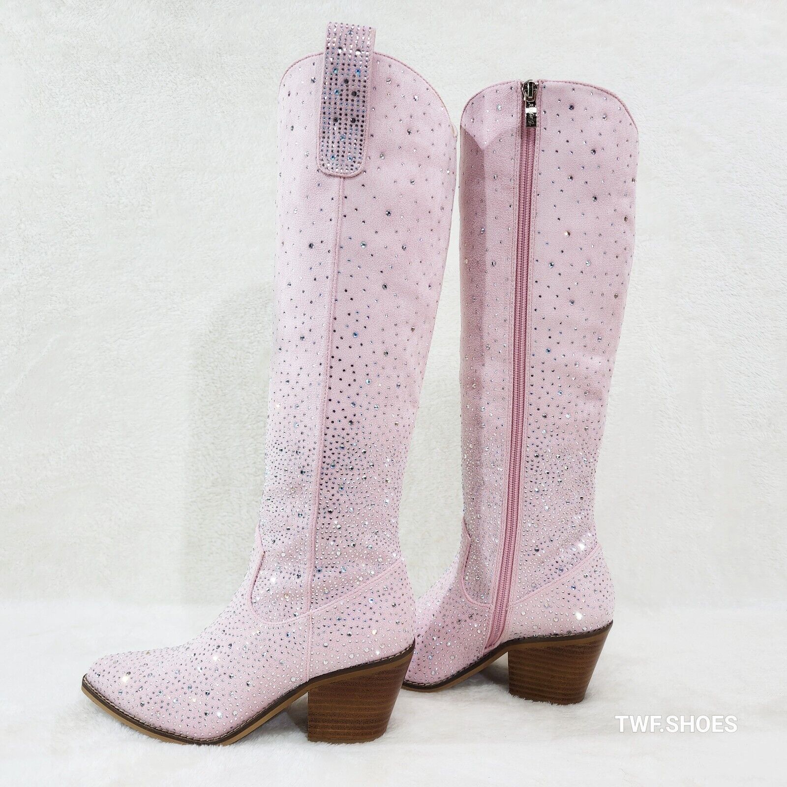 Wild Ones Glamour Cowboy Baby Light Pink Silver Rhinestone Cowgirl Boots - Totally Wicked Footwear