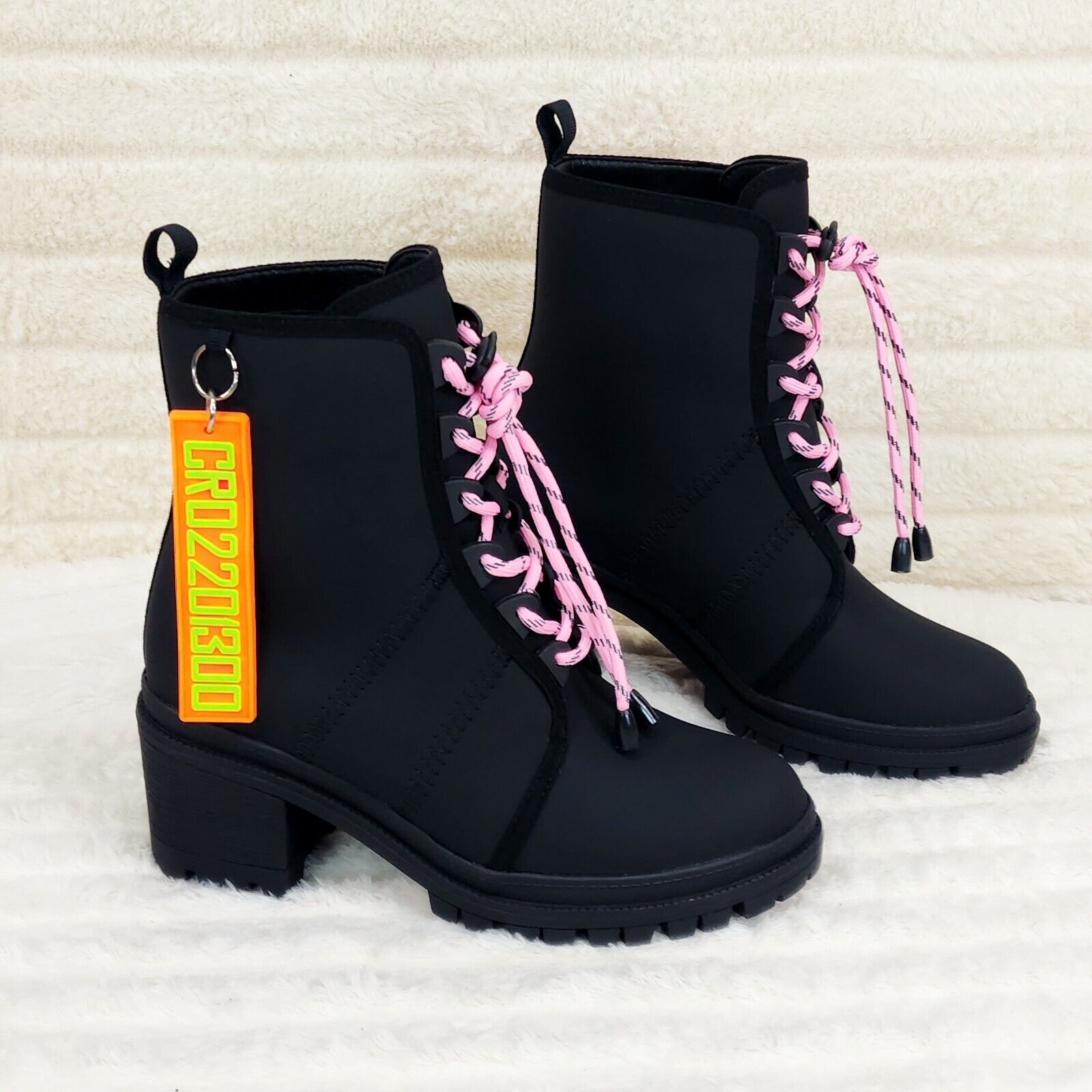 CR Aces Black Iridescent Rhinestone Lace Up Platform Sneaker Combat Ankle Boots - Totally Wicked Footwear