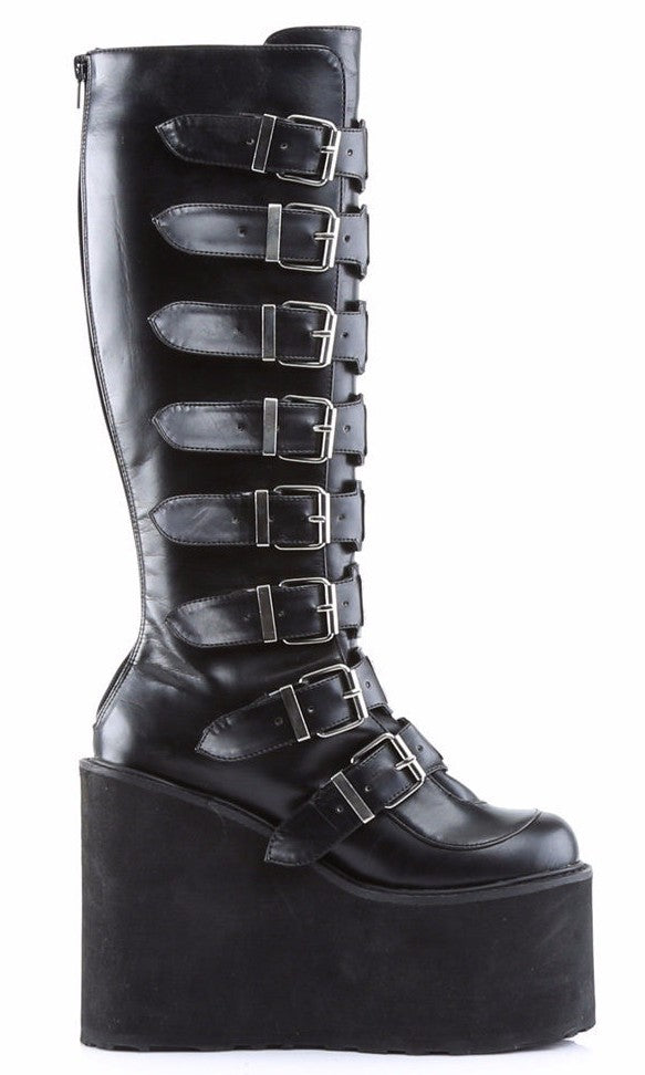Trinity Swing 815 Black Matte Goth Knee Boot 5.5" Platform DEMONIANY