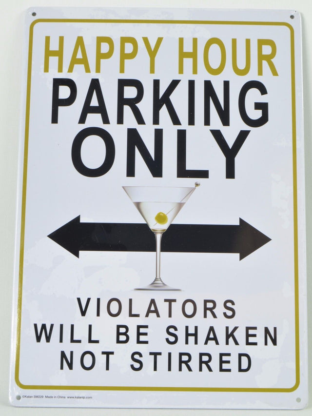 Happy hour parking only - tin sign PICTURE BAR DECOR - Totally Wicked Footwear
