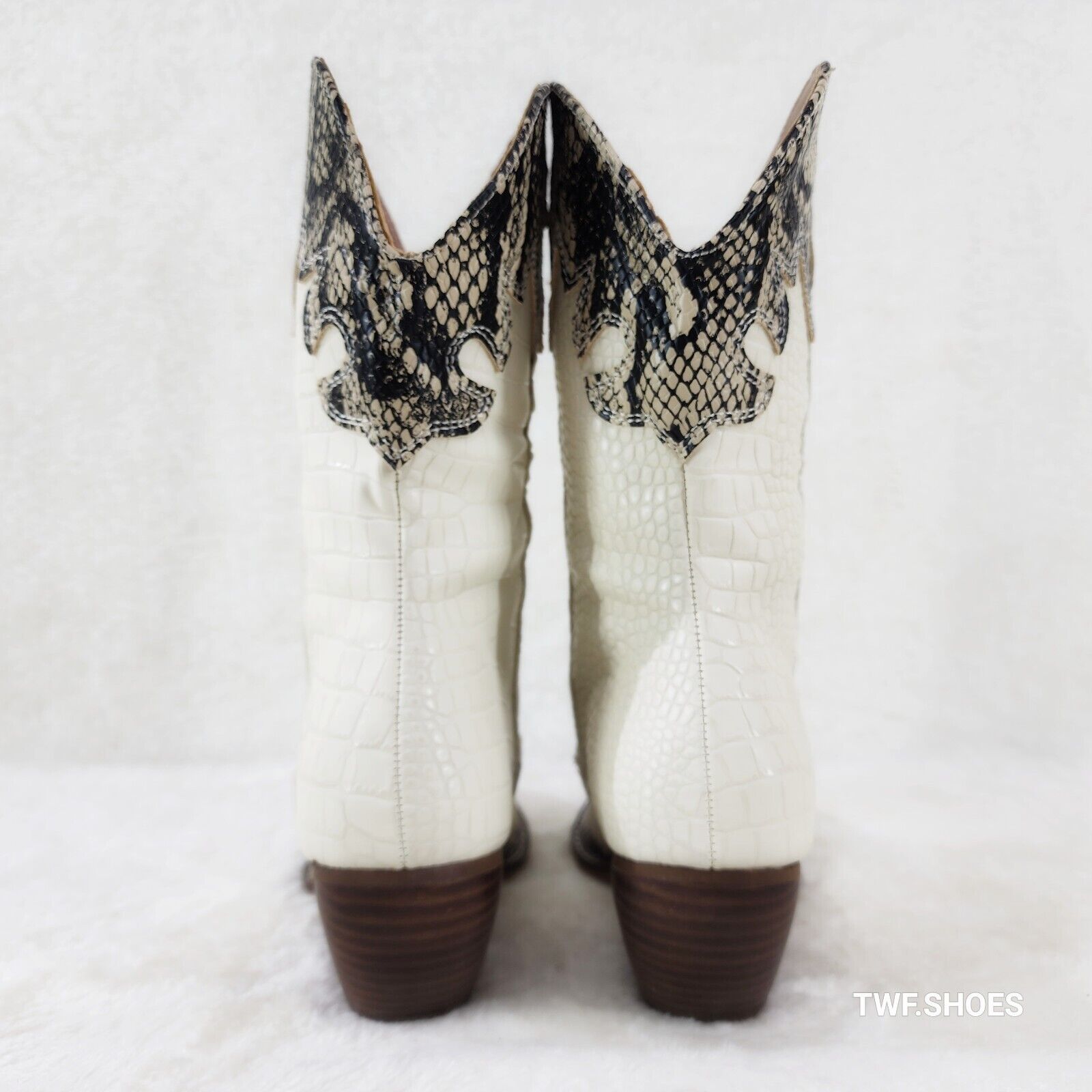 Snake Bite Cream Western Reptile Cowboy Pull On Country Cowgirl Boots - Totally Wicked Footwear