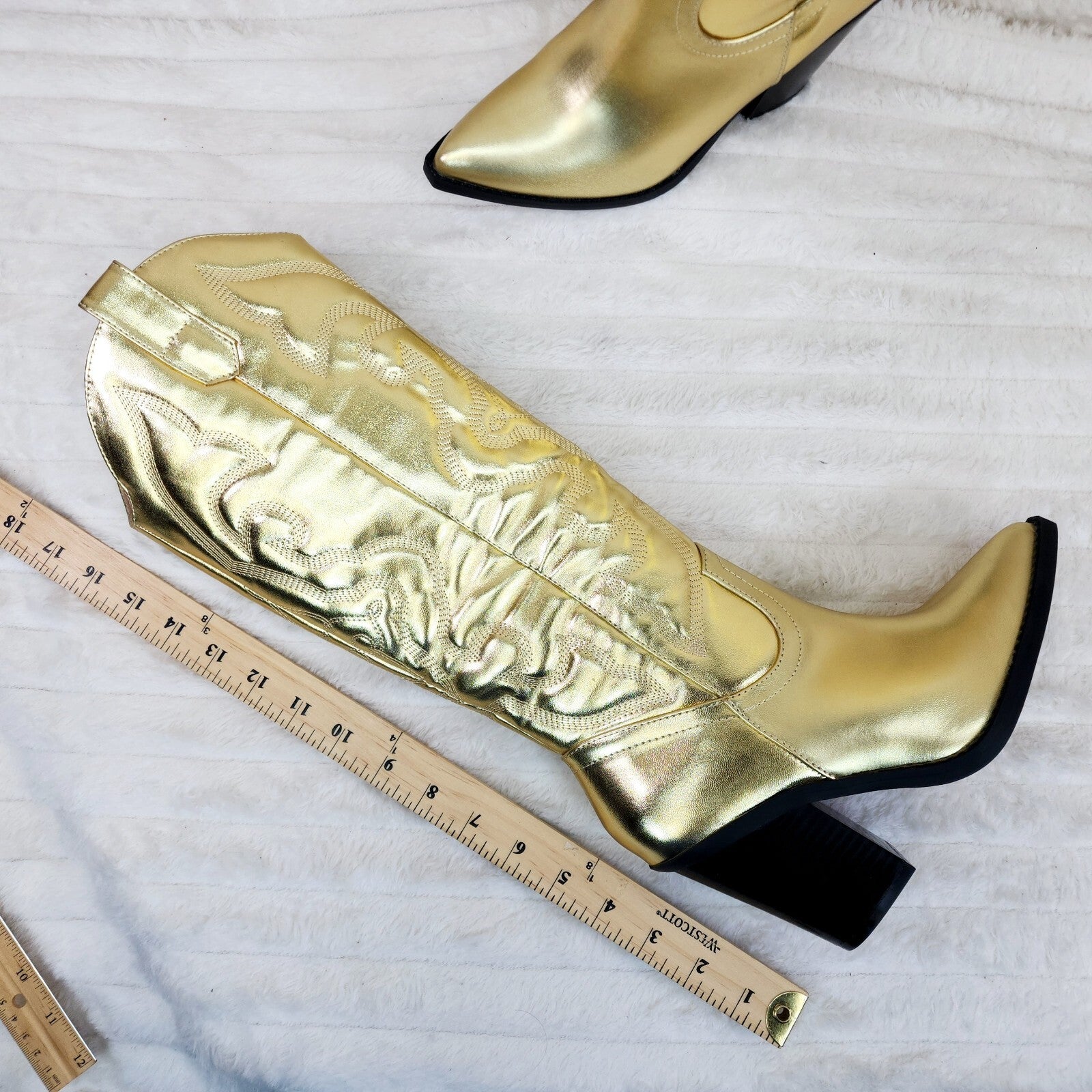 Electric Brushed Metallic Gold Western Knee High Cowgirl Boots