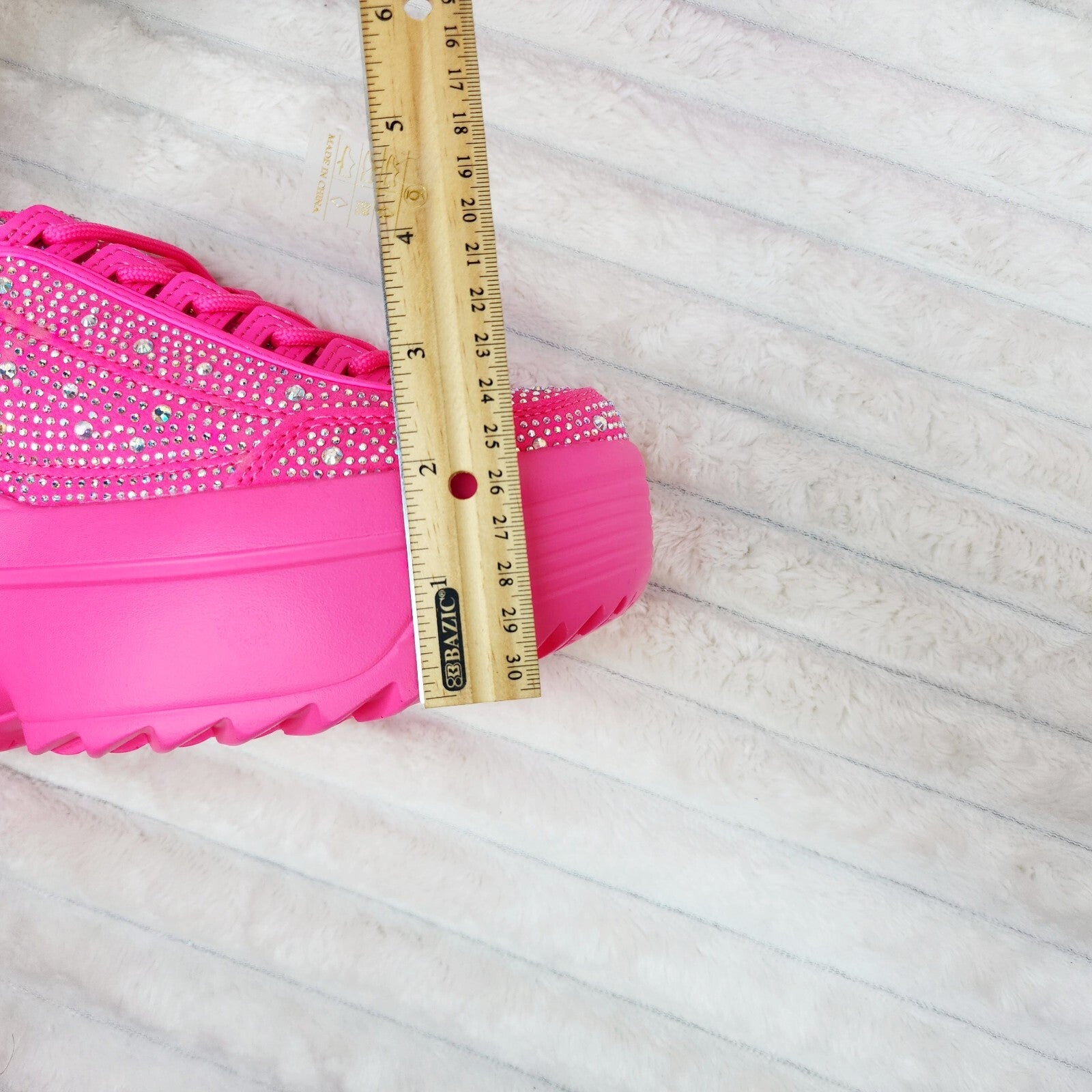 Ultra Cush Hot Pink Rhinestone Platform Sneakers