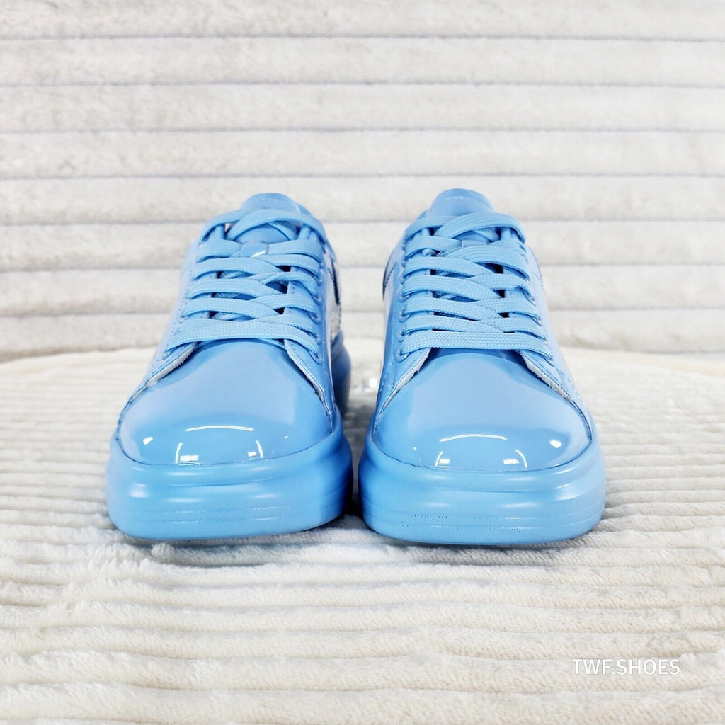 Cush Baby 3 Patent Baby Blue Comfy Sneakers Tennis Shoes - Totally Wicked Footwear