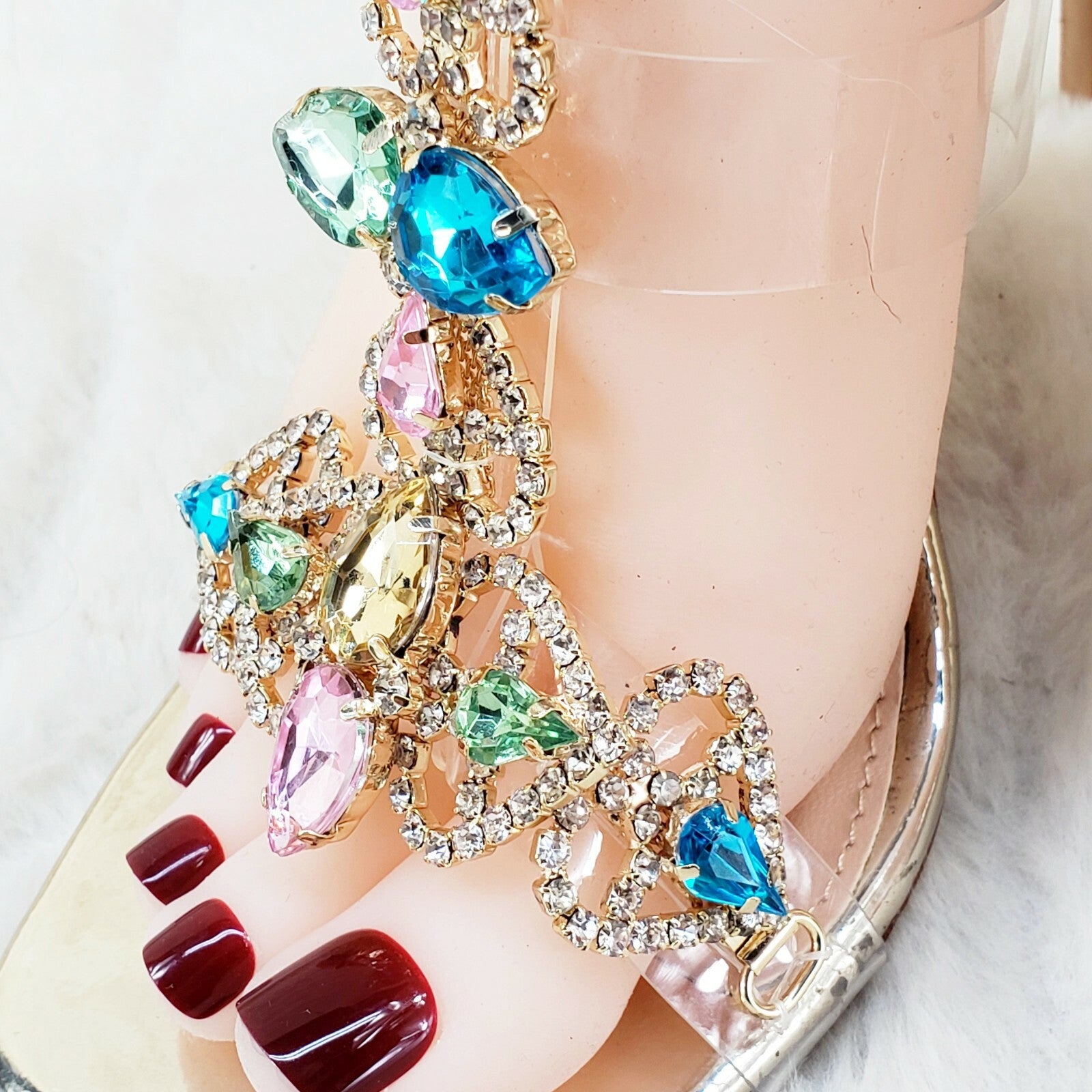 Breezy Jewels Rhinestone 4" High Heel Sandals Prom Wedding Party Shoes Gold