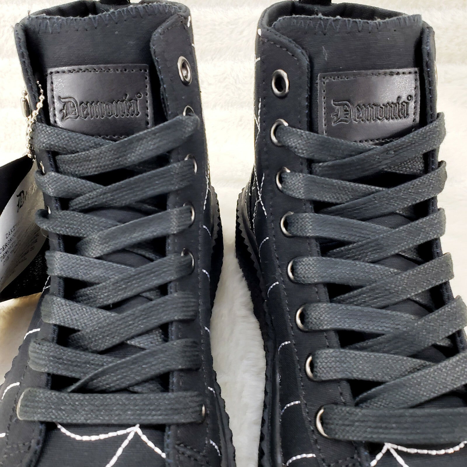 DEMONIA  Stitched Spider Web Hi-Top Creeper Sneaker Goth Punk Men's