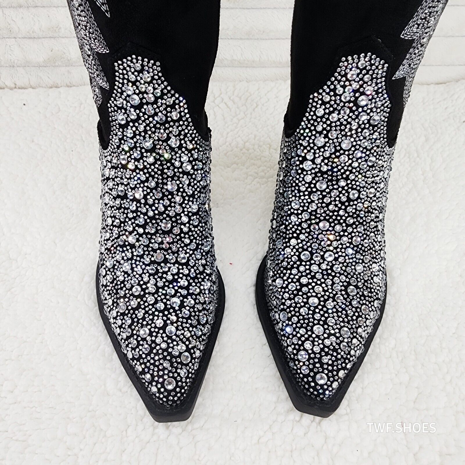 Cape Robbin Anniston Black With Rhinestones Glamour Western Cowgirl Boots - Totally Wicked Footwear