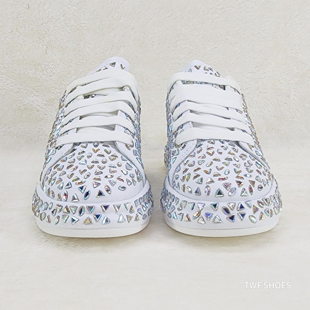 Geo Dazzle Cush Iridescent Stone White Platform Sneakers Tennis Shoes - Totally Wicked Footwear