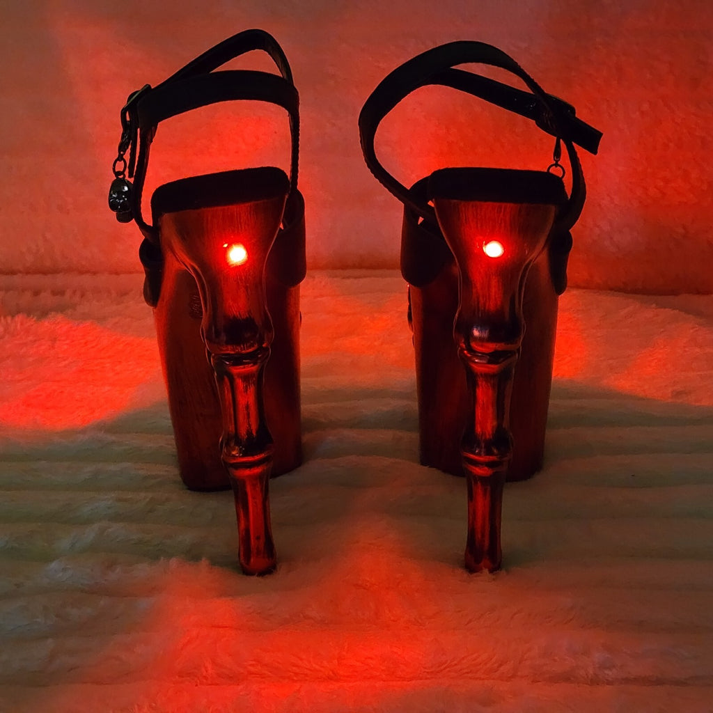Rapture Clear Metallic Red Skull & Bones 8" High Heel Platform Shoes - Totally Wicked Footwear
